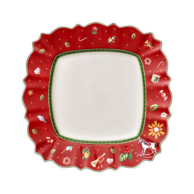 Toy's Delight square dinner plate, red/colored 