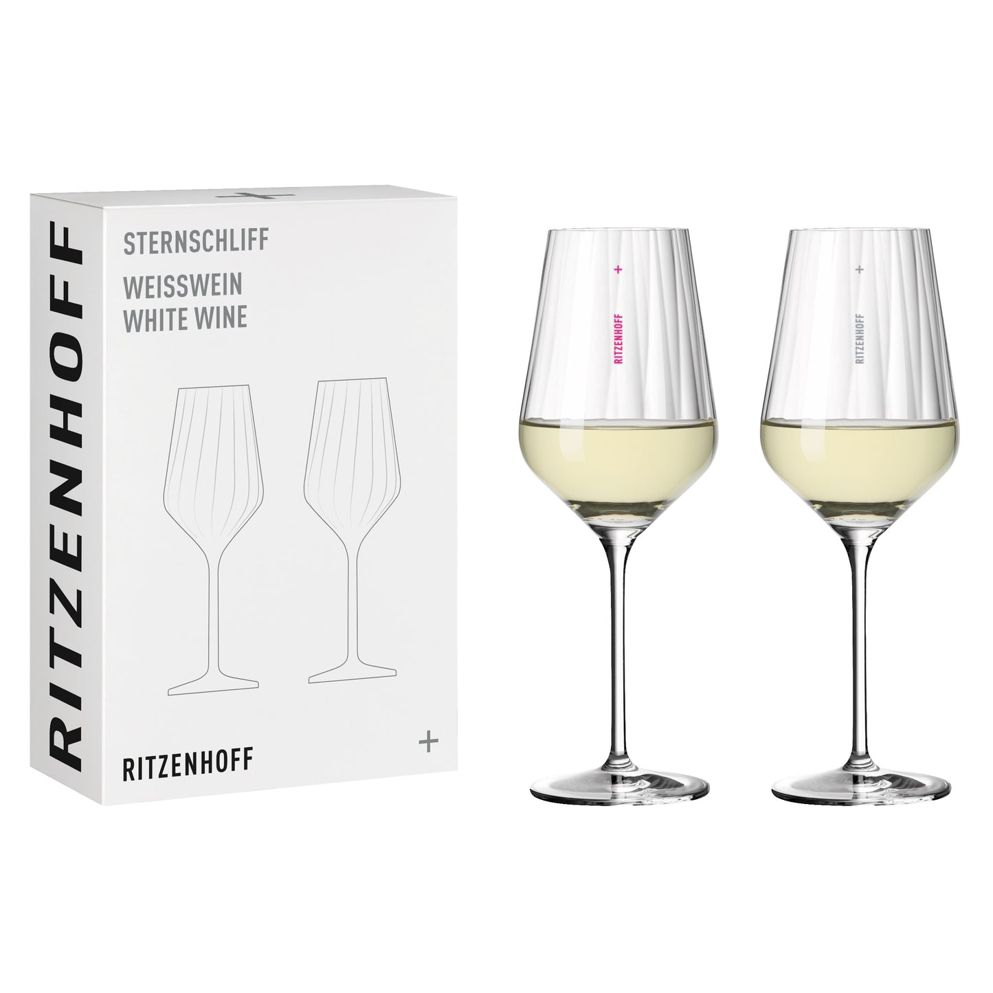 Ensemble de verres à vin blanc taillés en étoile Ritzenhoff